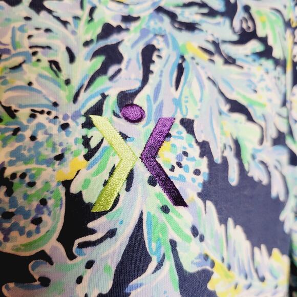 Lilly Pulitzer Jacket Medium Blue Betsey Floral Scuba Doo High Tide Athleisure - Picture 6 of 14